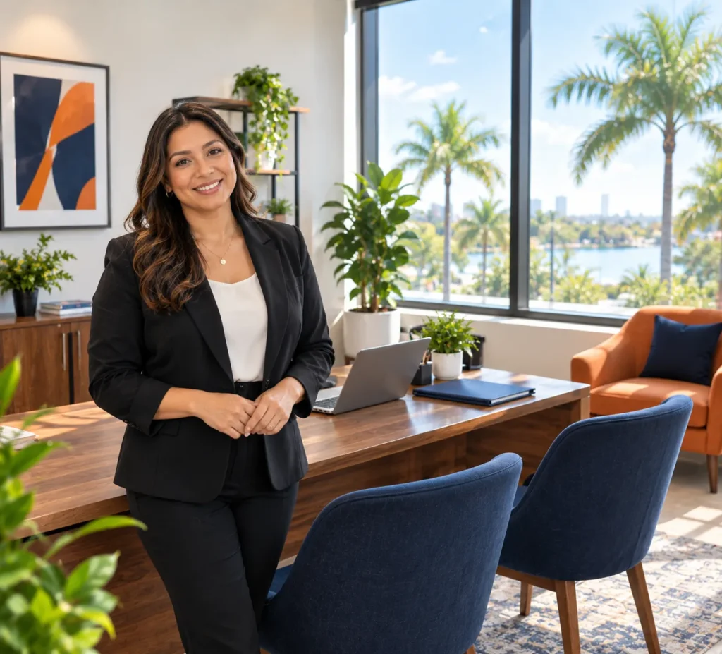 Nelson Capital Financial Services tax preparer standing in her Orlando, Florida office